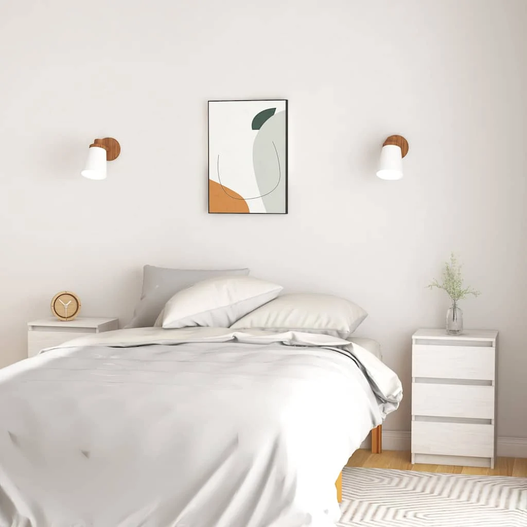 vidaXL Bedside Cabinets 2 pcs White 40x29.5x64 cm Solid Pine Wood