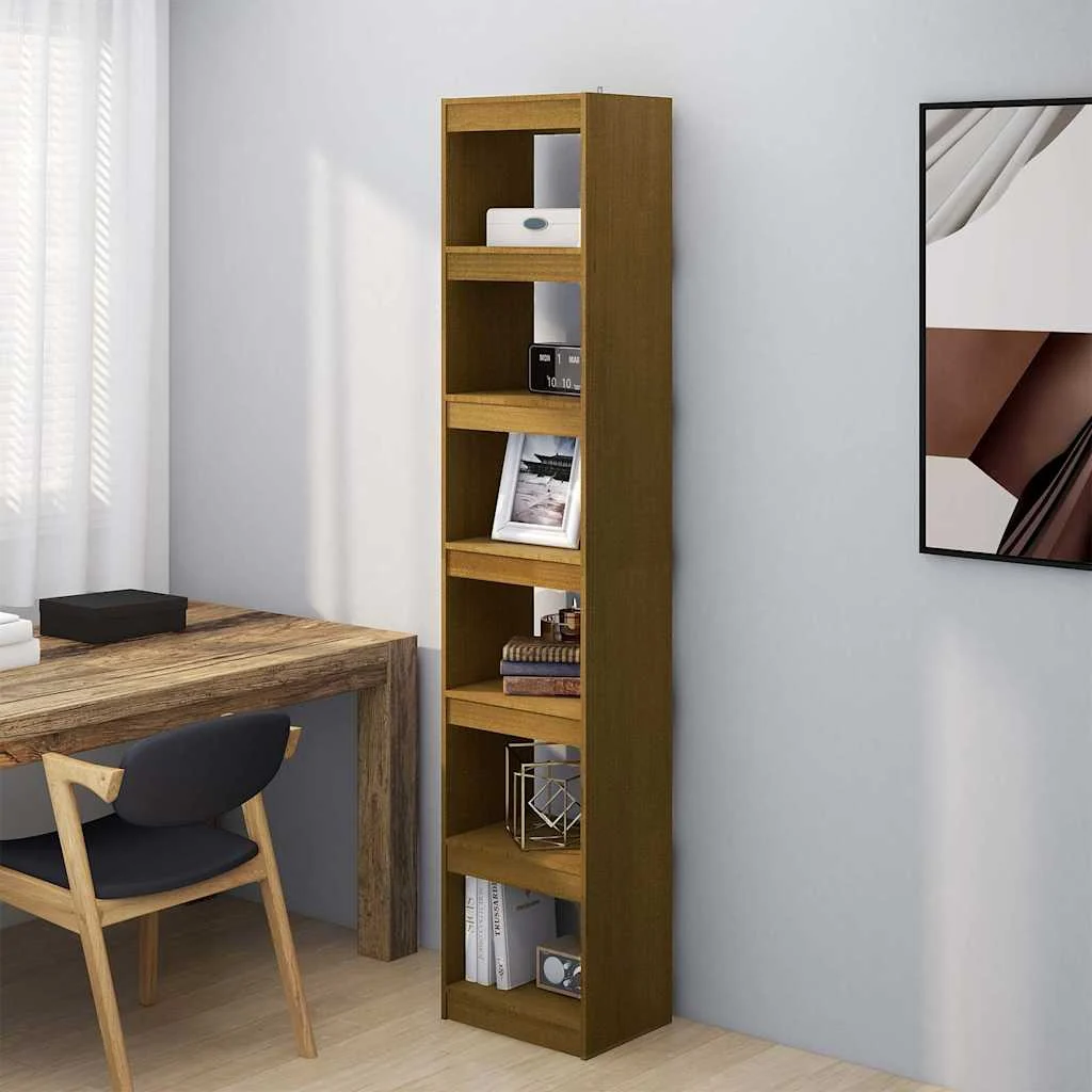 vidaXL Book Cabinet/Room Divider Honey Brown Solid Pinewood – 40 x 30 x 199 cm