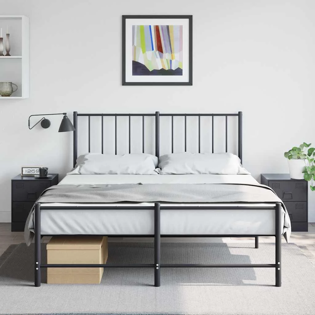 vidaXL Bedside Cabinets 2 pcs Black 34.5x39x44 cm Steel