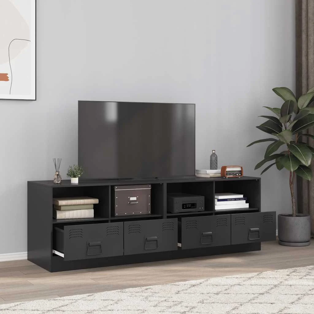 vidaXL TV Cabinets 2 pcs Black 67x39x44 cm Steel