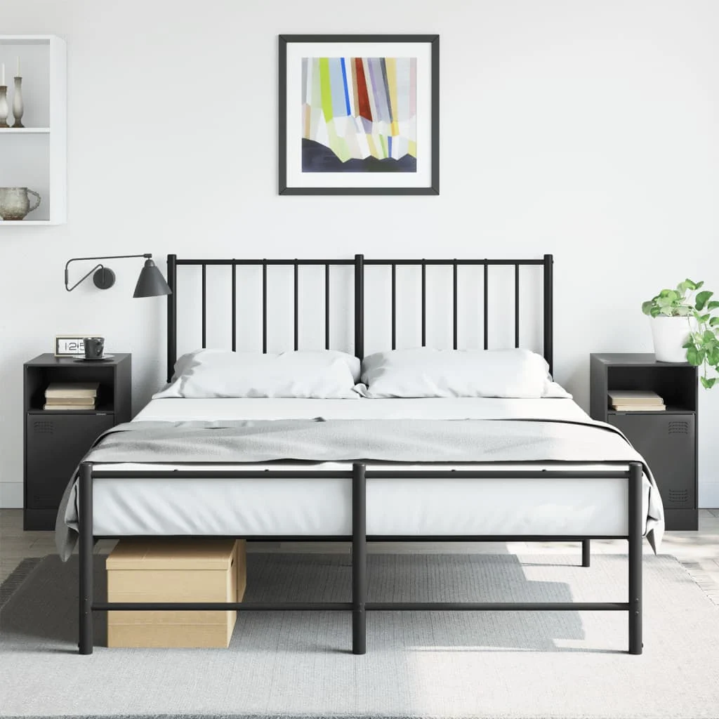 vidaXL Bedside Cabinets 2 pcs Black 34.5x39x62 cm Steel