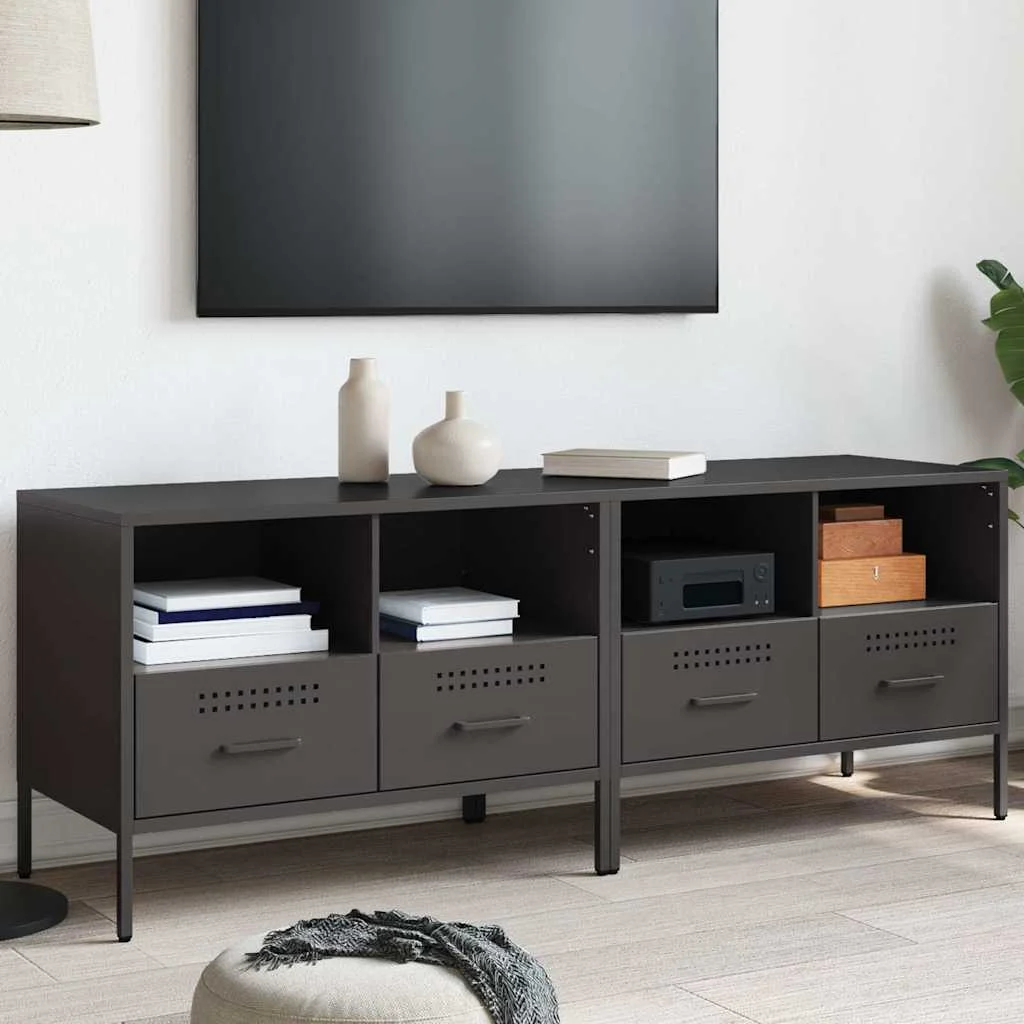 vidaXL TV Cabinets 2 pcs Black 68x39x50.5 cm Steel