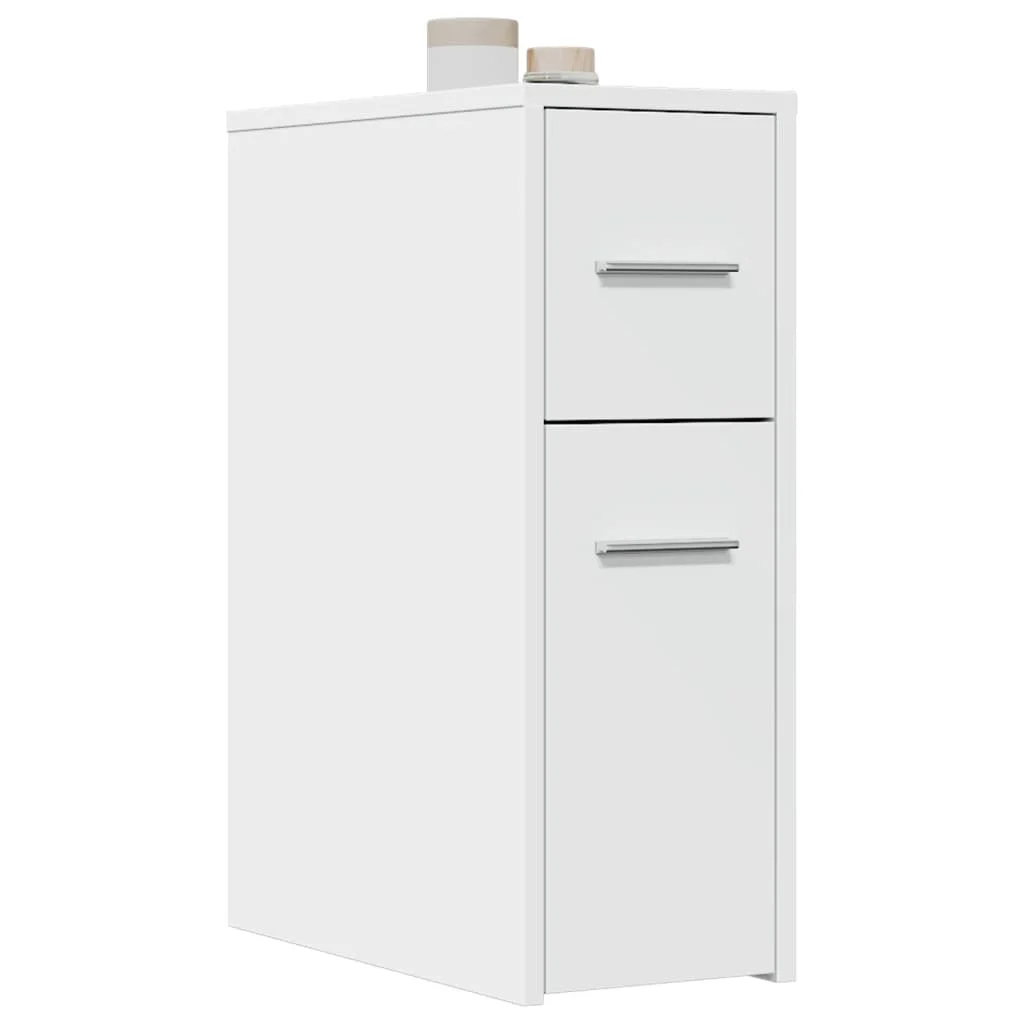 vidaXL Narrow Bathroom Cupboard with Wheels White Engineered Wood – 22 x 44 x 61.5 cm