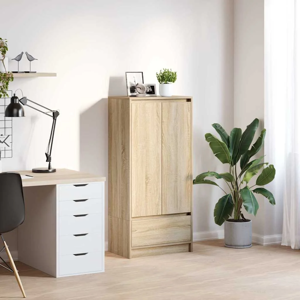 vidaXL Cabinet with Drawer Sonoma Oak 55.5x34x119.5 cm Engineered Wood