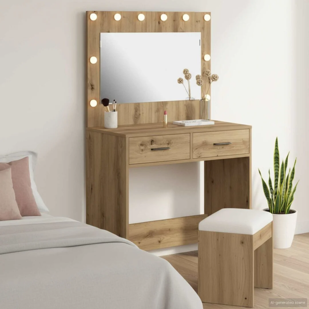 vidaXL Dressing Table Artisan Oak 78.5 x 41 x 135 cm Engineered Wood