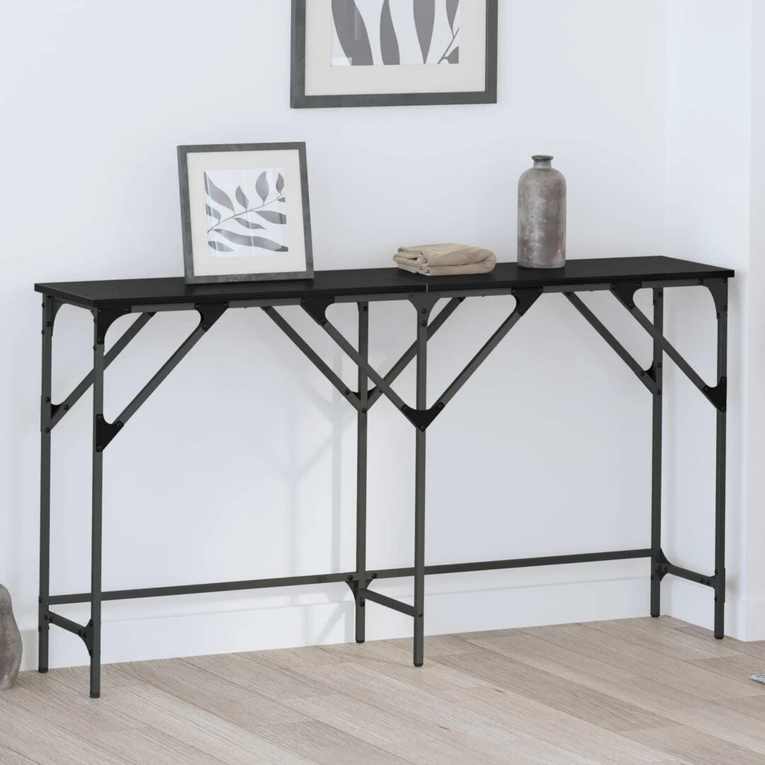 vidaXL Console Table Black Oak 140 x 29 x 75 cm Engineered Wood