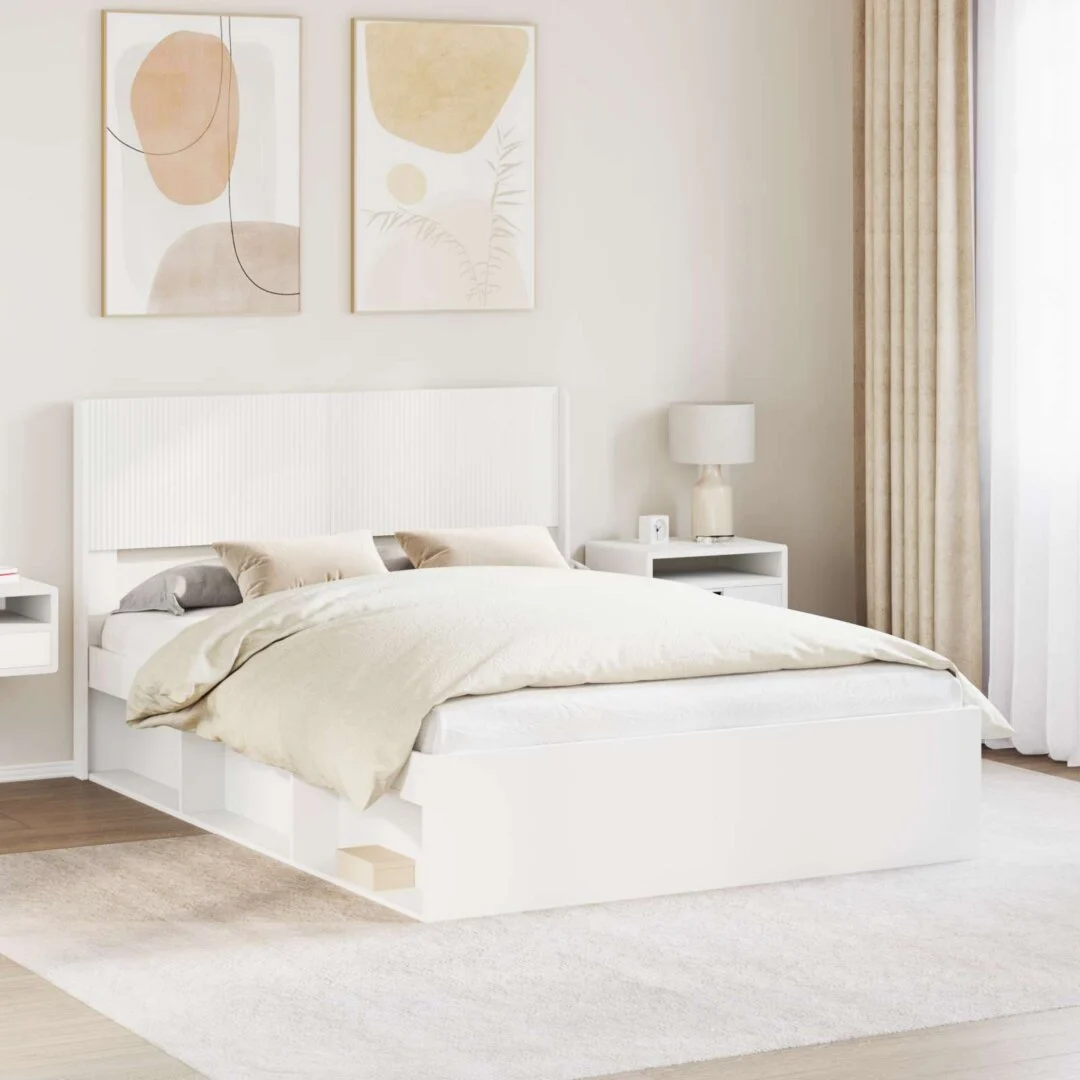 vidaXL Headboard White PB – 156.5 x 7 x 100 cm