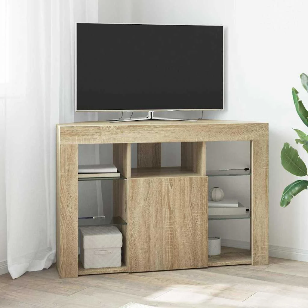 vidaXL Corner LED TV Cabinet 100x40x68cm Sonoma Oak Engineered Wood
