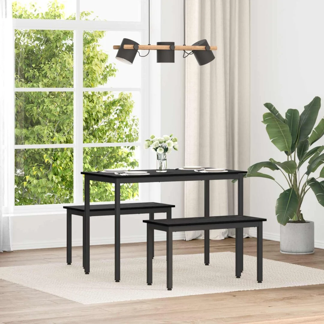 vidaXL Bench Black Oak 80 x 35 x 45 cm Engineered Wood
