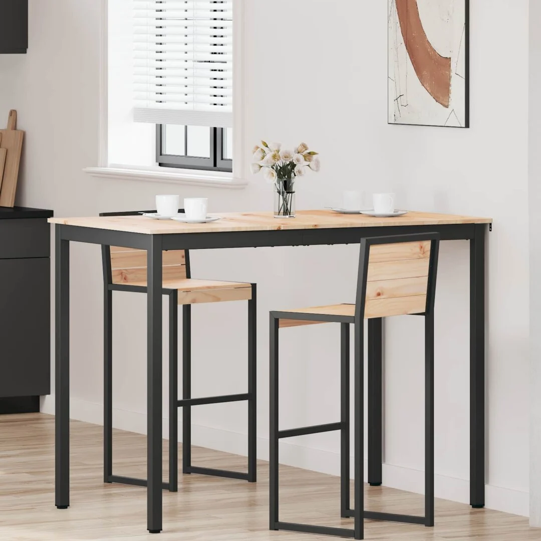 vidaXL Bar Table 140 x 80 x 105 cm Solid Pine Wood Natural Rectangular