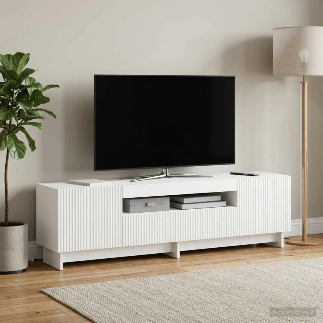 vidaXL LED TV Cabinet EDE 153 x 35 x 43 cm White Engineered Wood