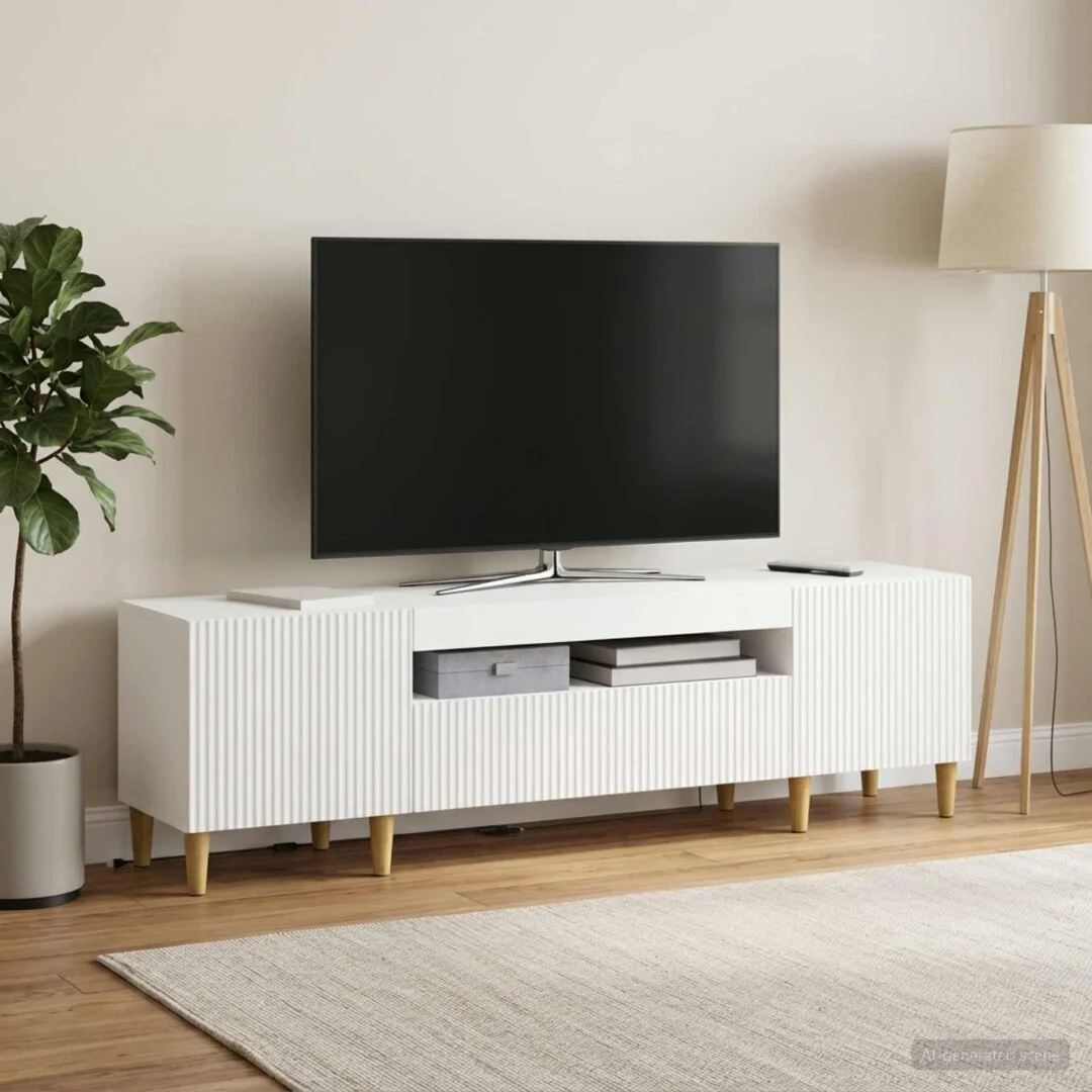 vidaXL LED TV Cabinet ARNHEM 153 x 35 x 43 cm White Engineered Wood