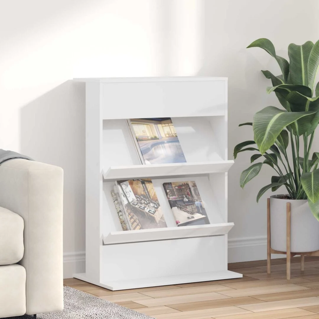 vidaXL Magazine Rack White 70 x 41 x 96 cm Engineered Wood