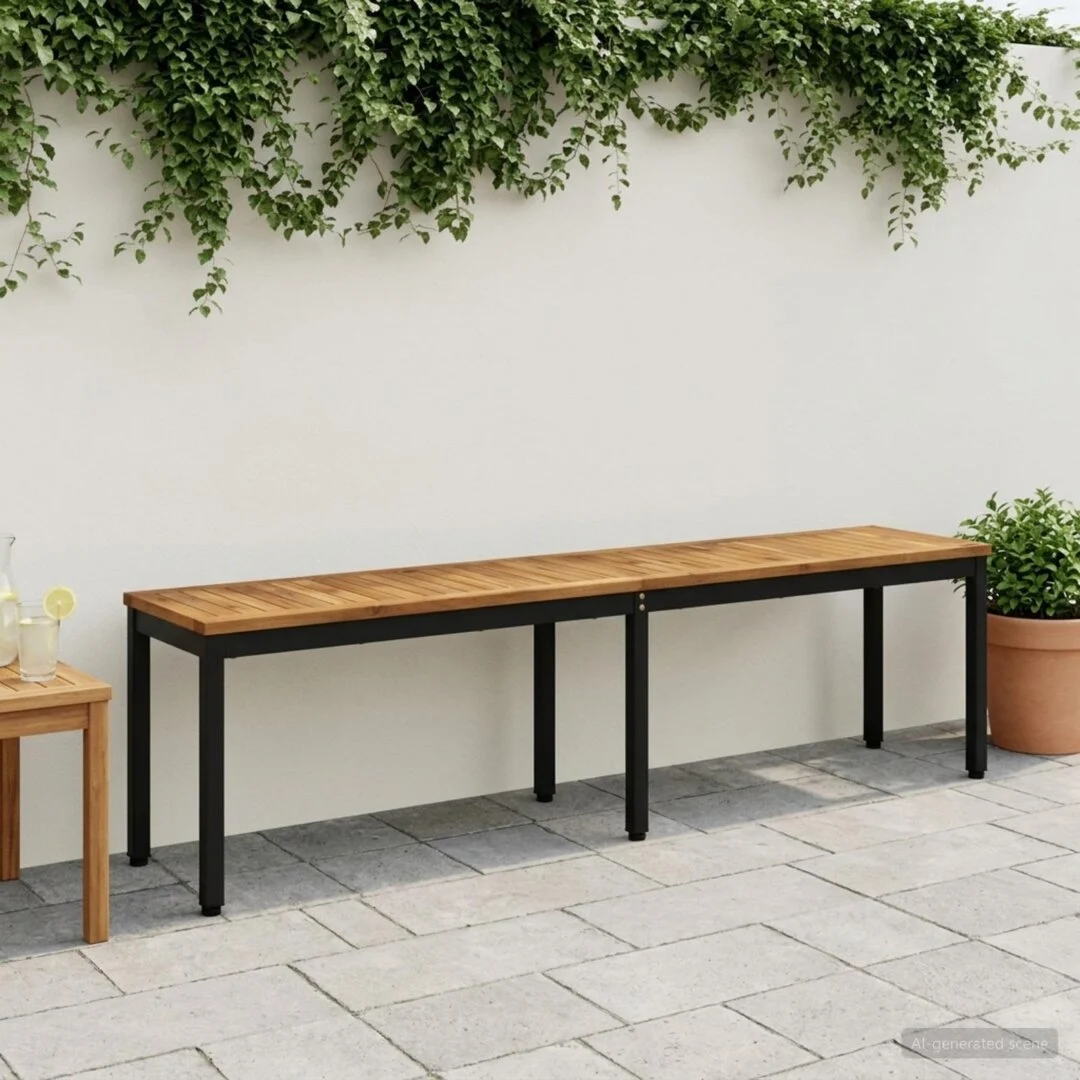vidaXL Garden Bench 161 x 35 x 45 cm Solid Acacia Wood Rectangular