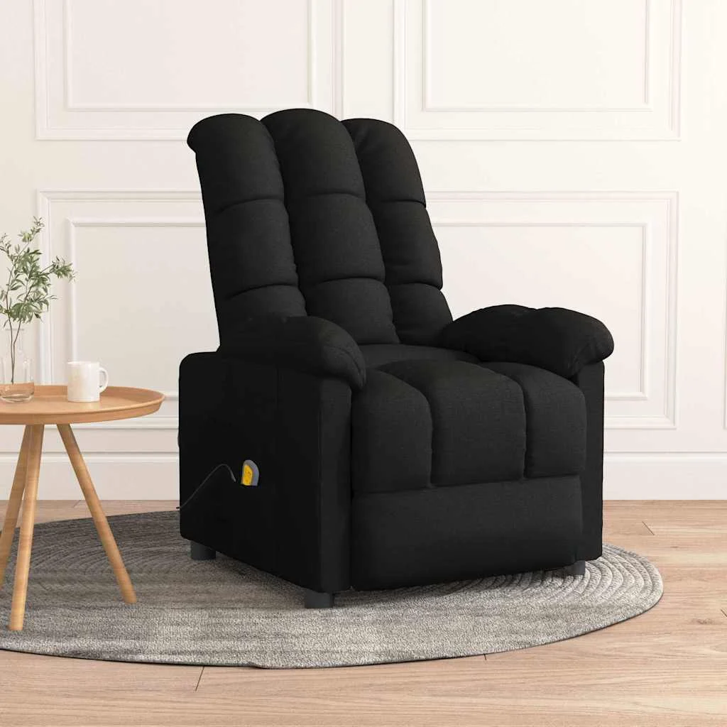 vidaXL Massage Chair Black Fabric – 74 x 99 x 102 cm