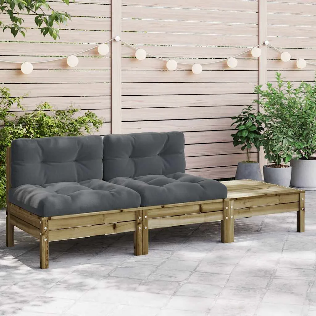 vidaXL Garden Sofa with Cushions and Footstool 2-Seater