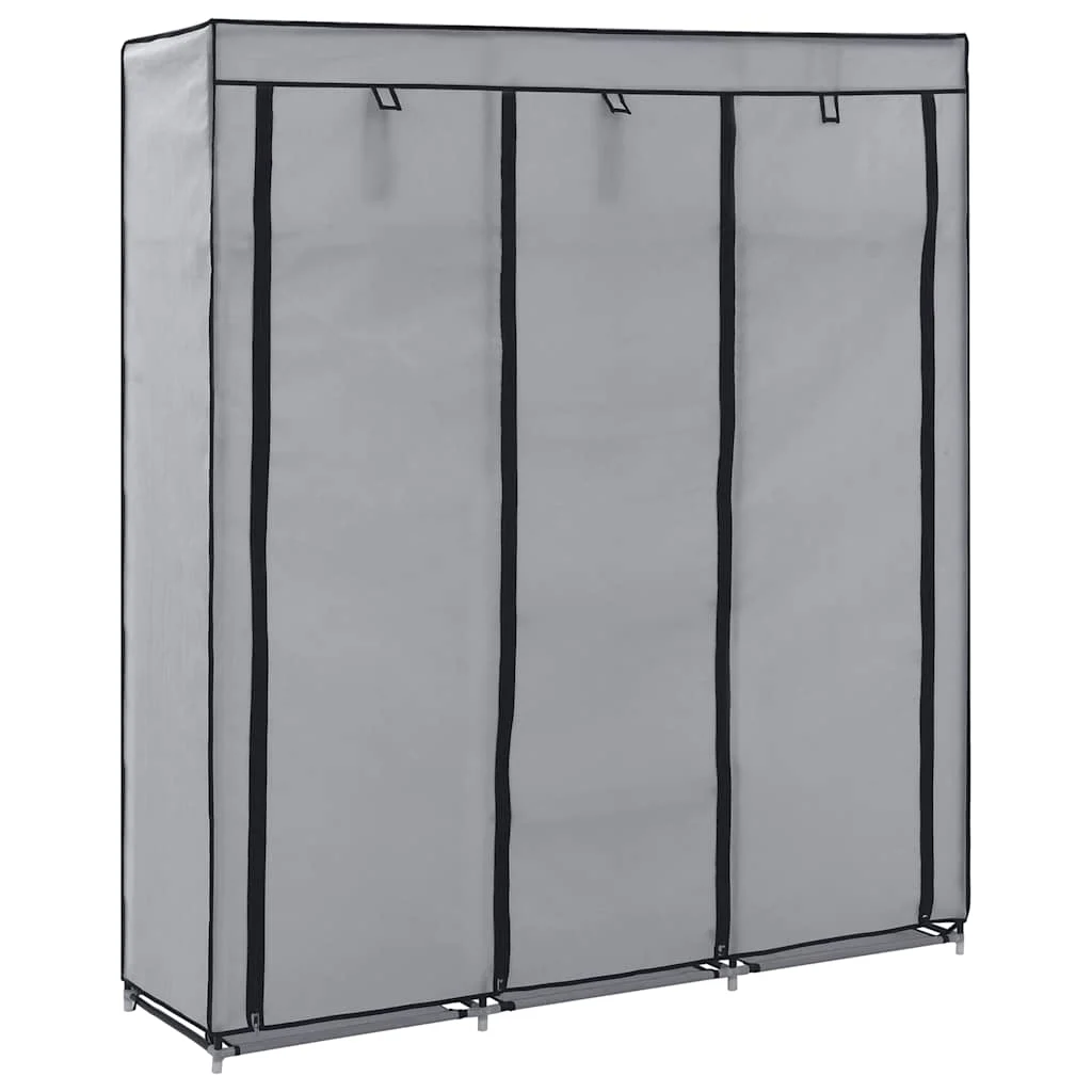 vidaXL Wardrobe with Compartments and Rods Grey 150x45x175 cm Fabric