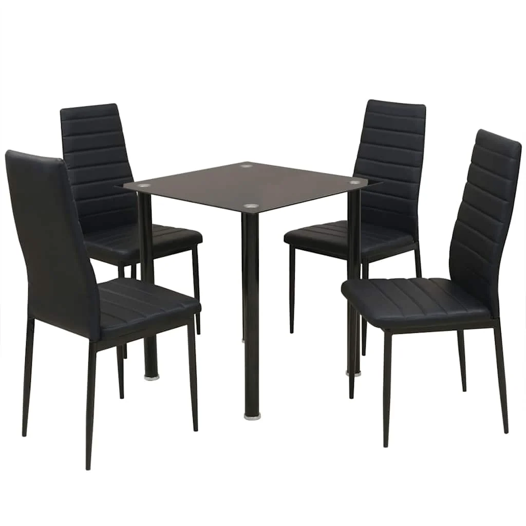 vidaXL Five Piece Dining Table and Chair Set Black