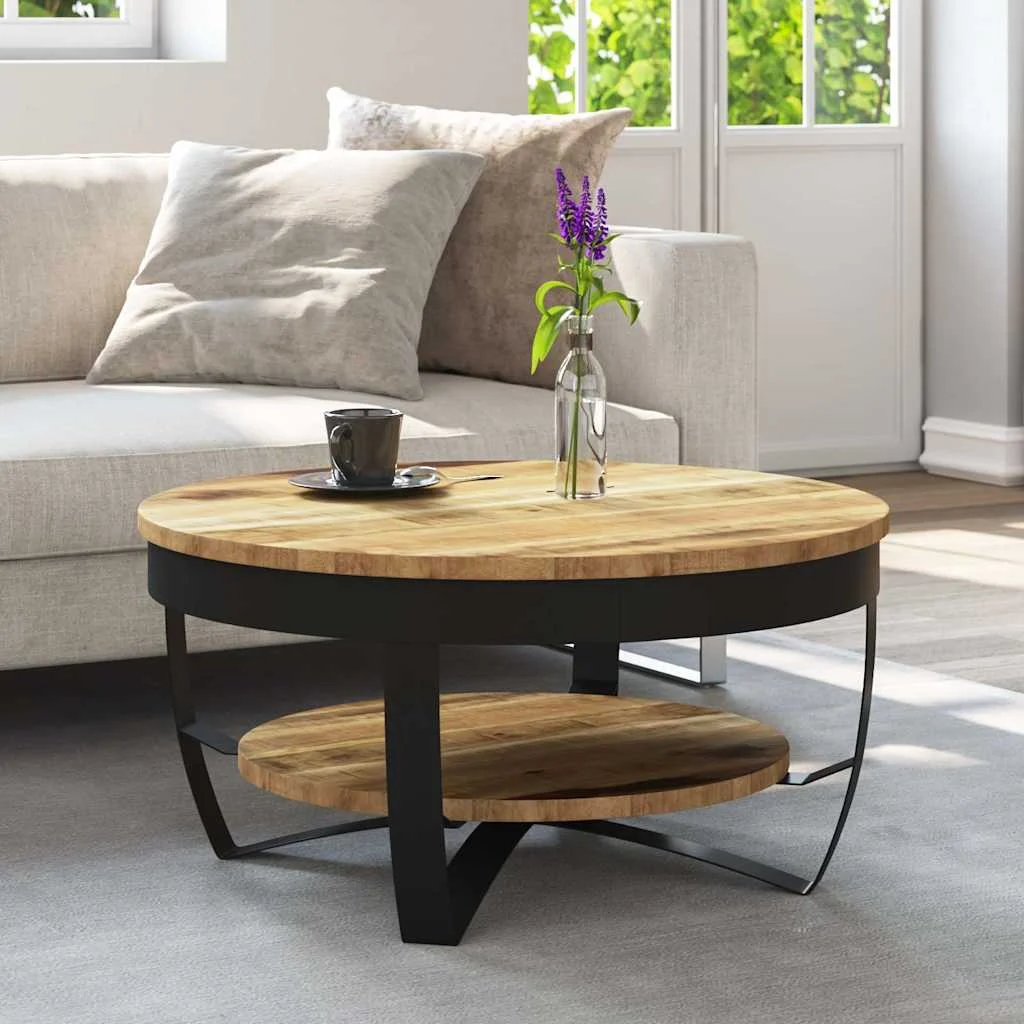 vidaXL Coffee Table 65 cm Solid Rough Mango Wood