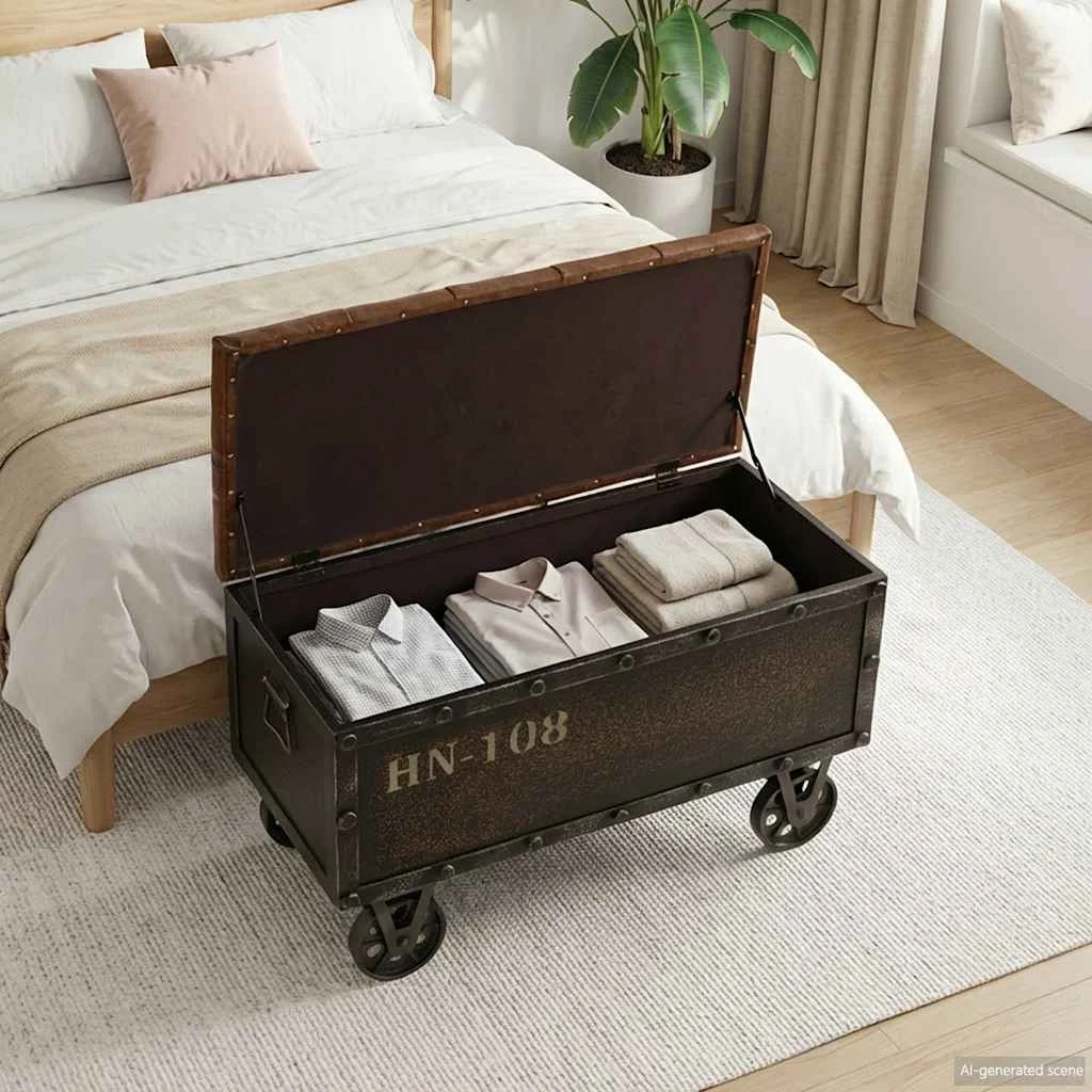vidaXL Storage Bench Solid Wood and Artificial Leather 80.5x41x50 cm