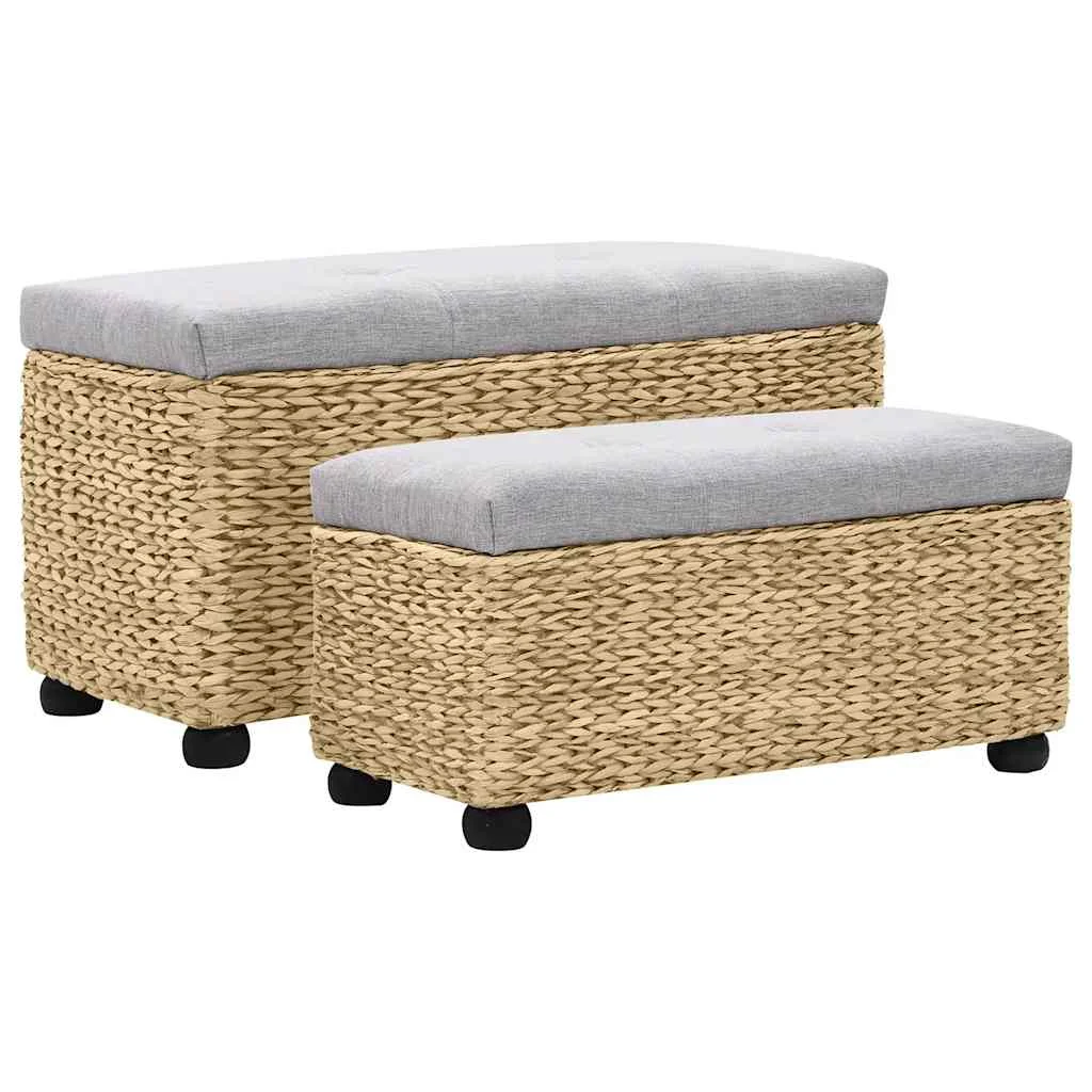vidaXL Bench Set 2 Pieces Seagrass Grey