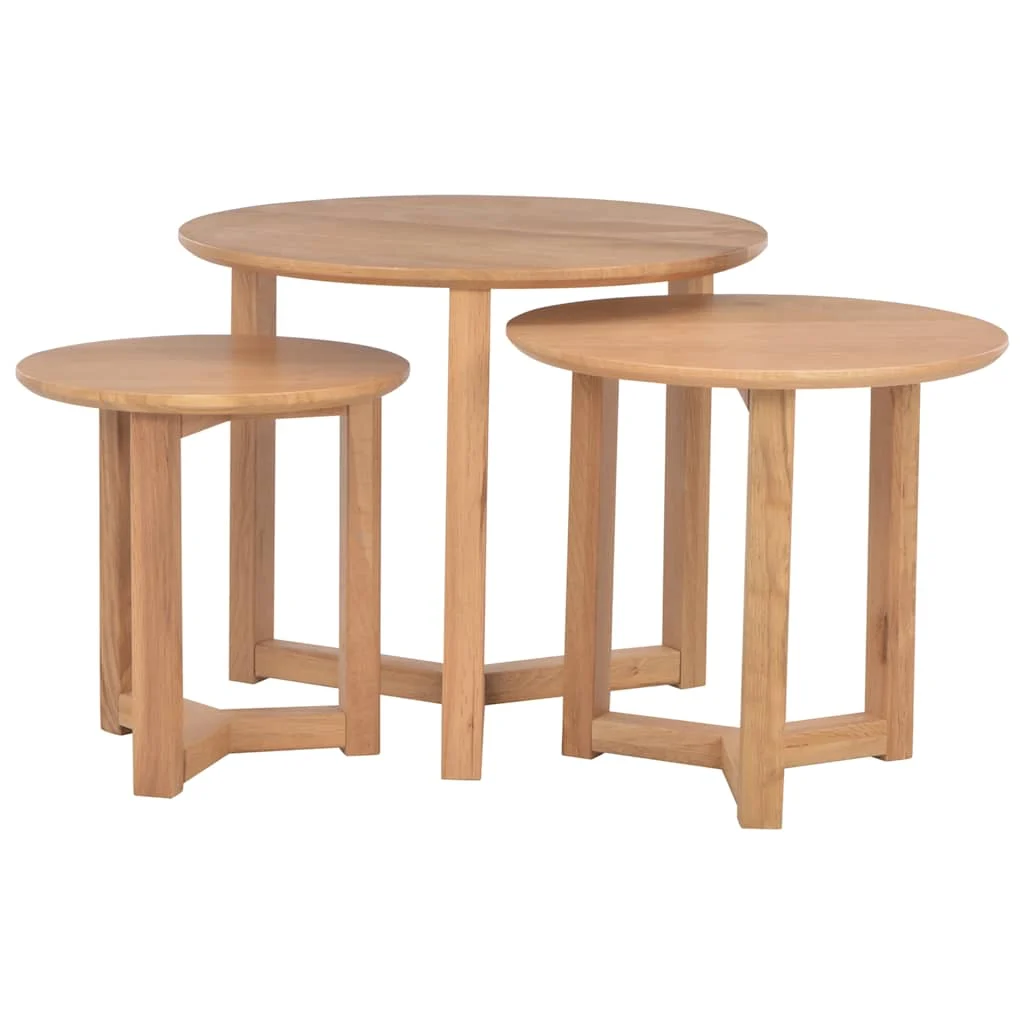 vidaXL Coffee Tables 3 pcs Solid Oak Wood