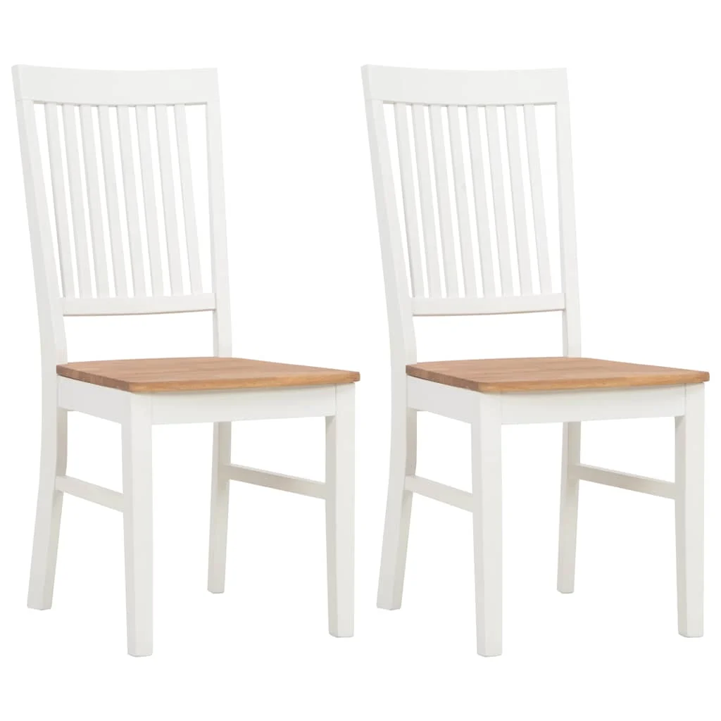 vidaXL Dining Chairs 2 pcs White Solid Oak Wood
