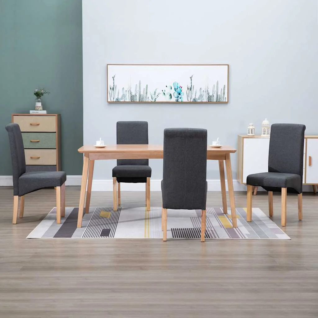 vidaXL Dining Chairs 4 pcs Grey Fabric