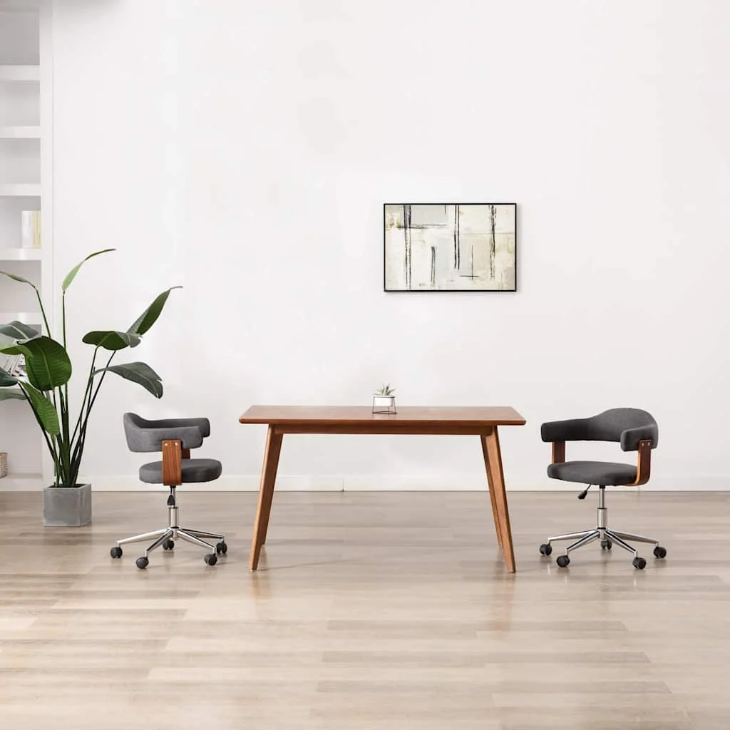 vidaXL Swivel Dining Chair Grey Bent Wood and Fabric
