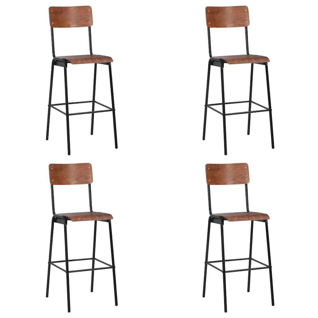 vidaXL Bar Stools 4 pcs Solid Plywood Steel