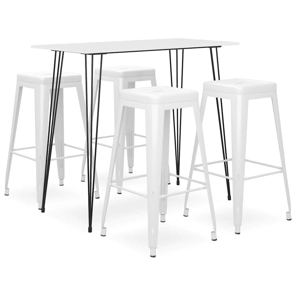 vidaXL 5 Piece Bar Set White