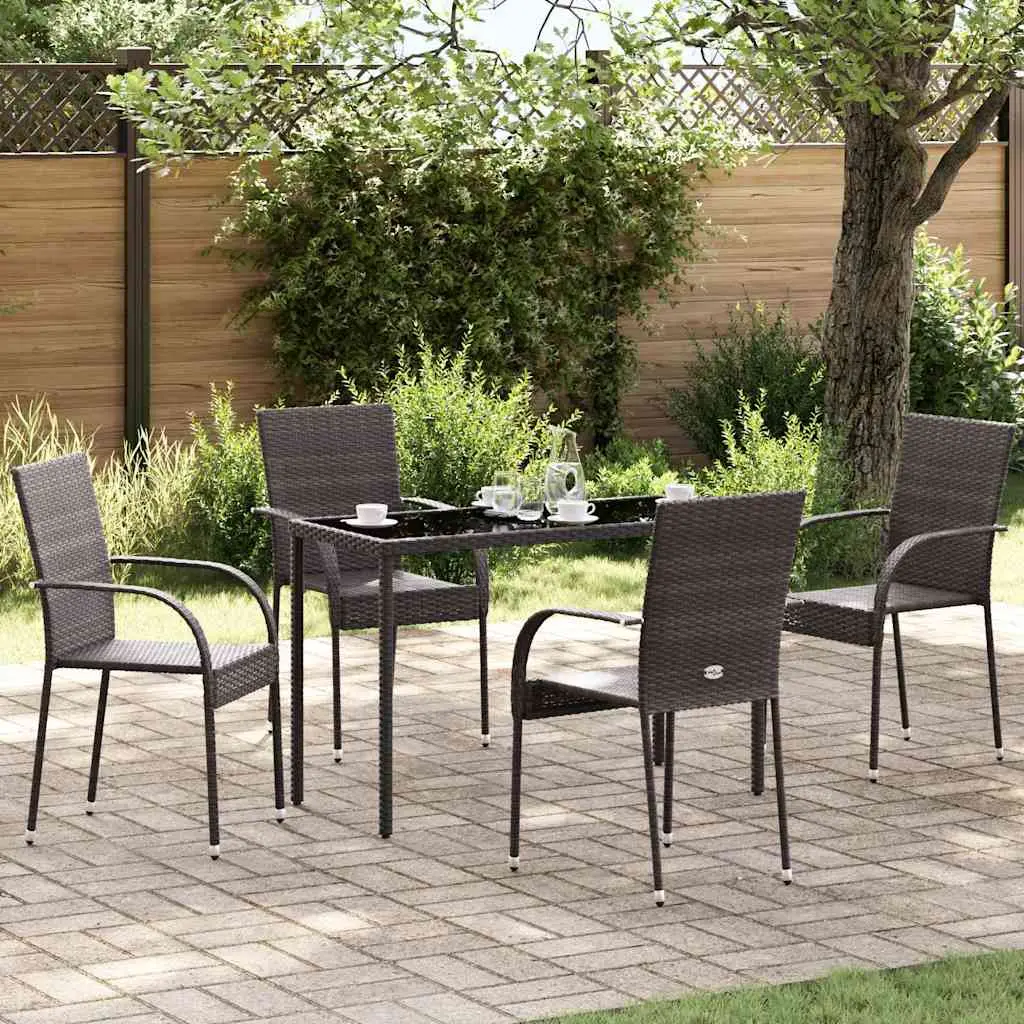 vidaXL Stackable Outdoor Chairs 4 pcs Poly Rattan Brown