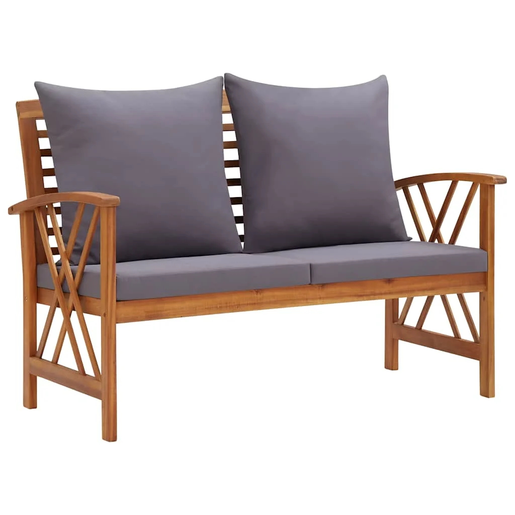 vidaXL Garden Bench with Cushions 119 cm Solid Acacia Wood