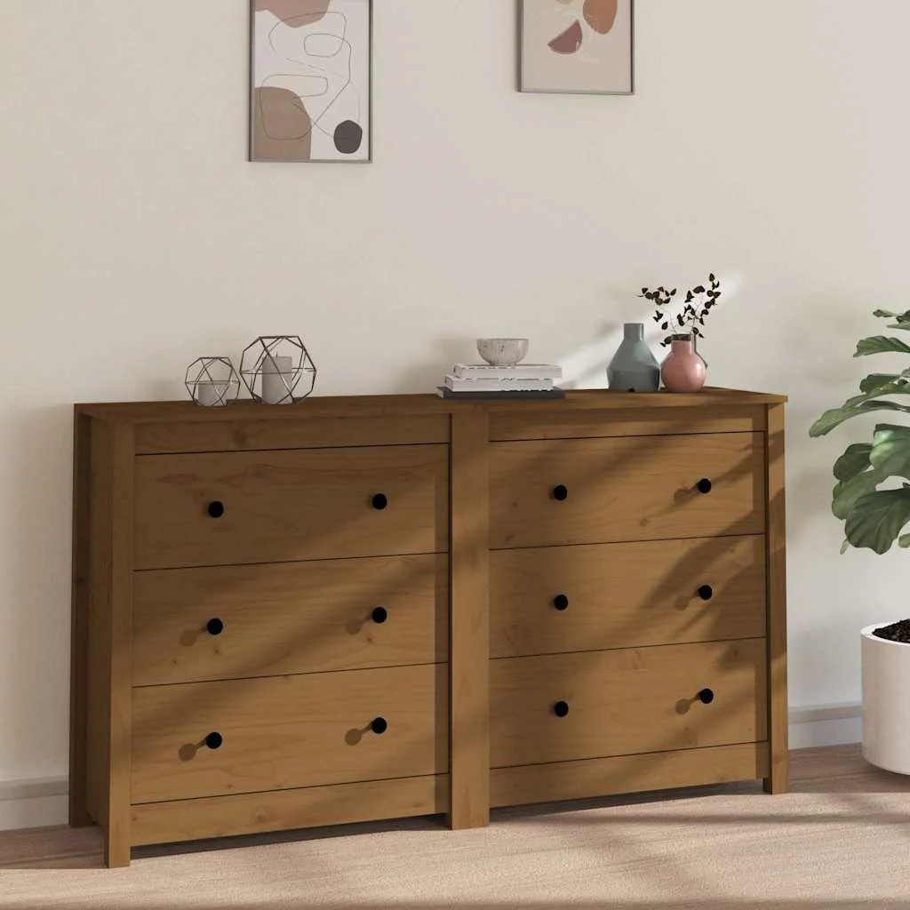 vidaXL Sideboard Honey Brown 140x35x80 cm Solid Wood Pine
