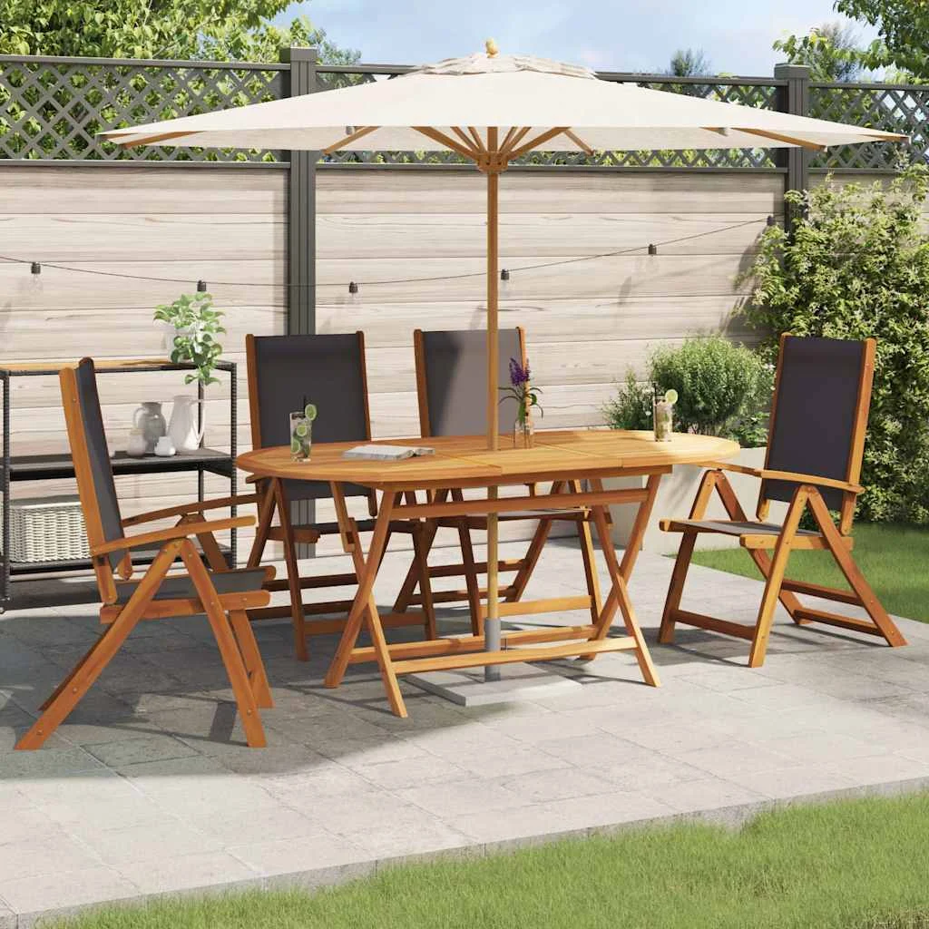 vidaXL Folding Chairs 4 pcs Solid Wood Acacia and Textilene