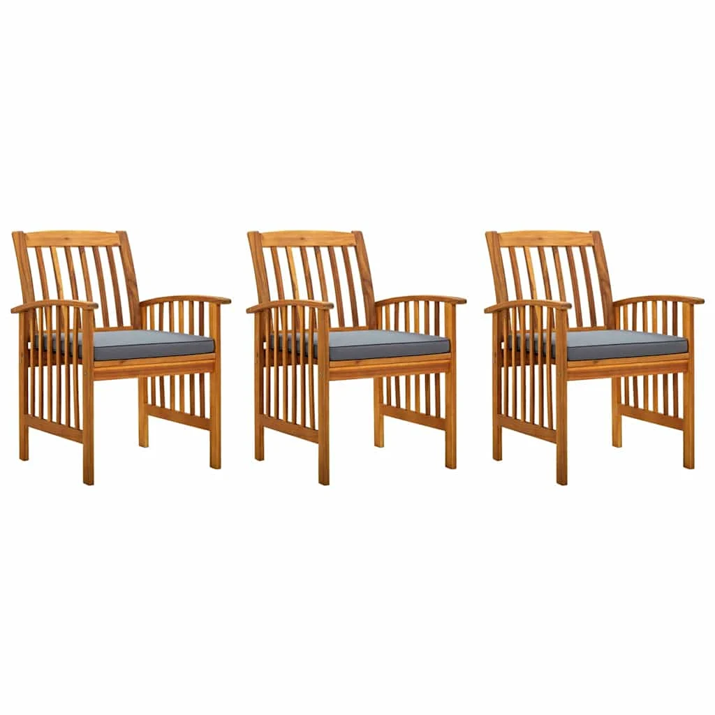 vidaXL Garden Dining Chairs 3 pcs with Cushions Solid Acacia Wood