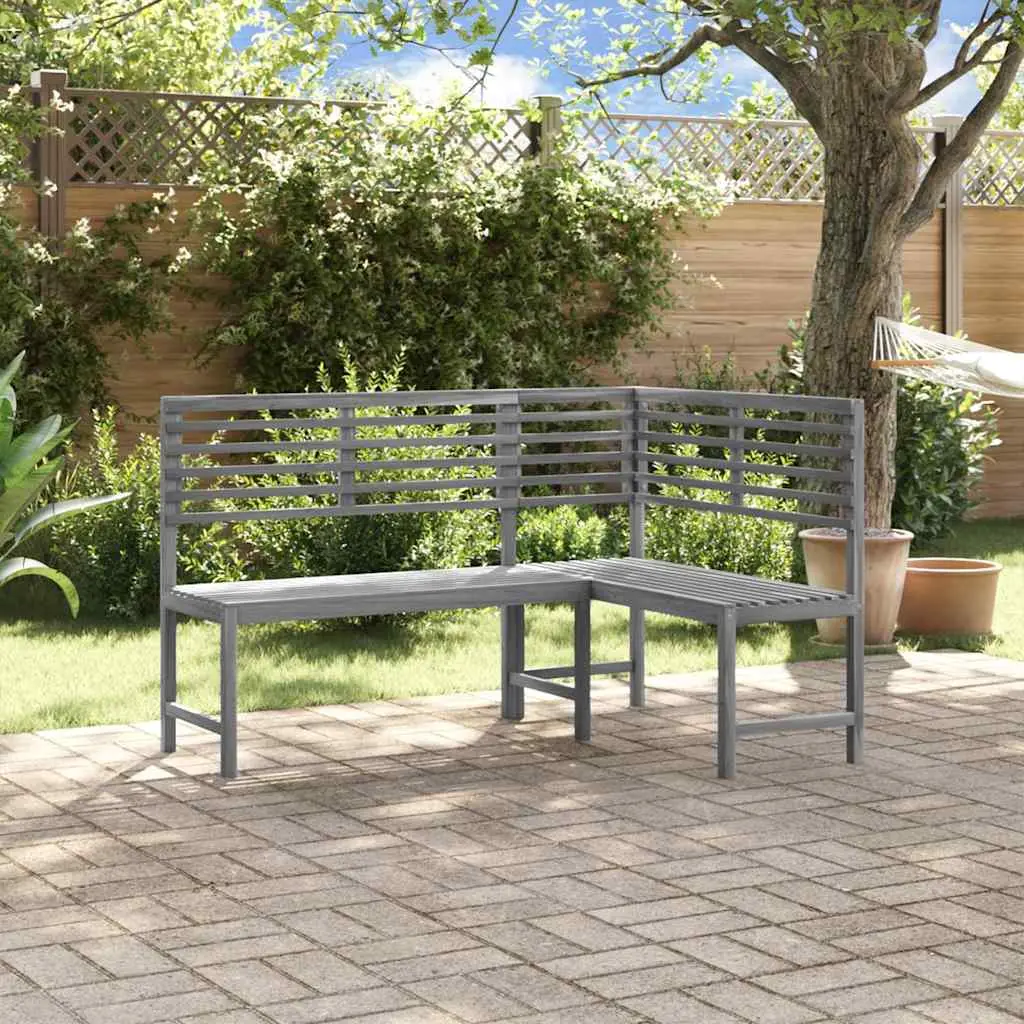 vidaXL Garden Corner Bench Grey 140 cm Solid Acacia Wood