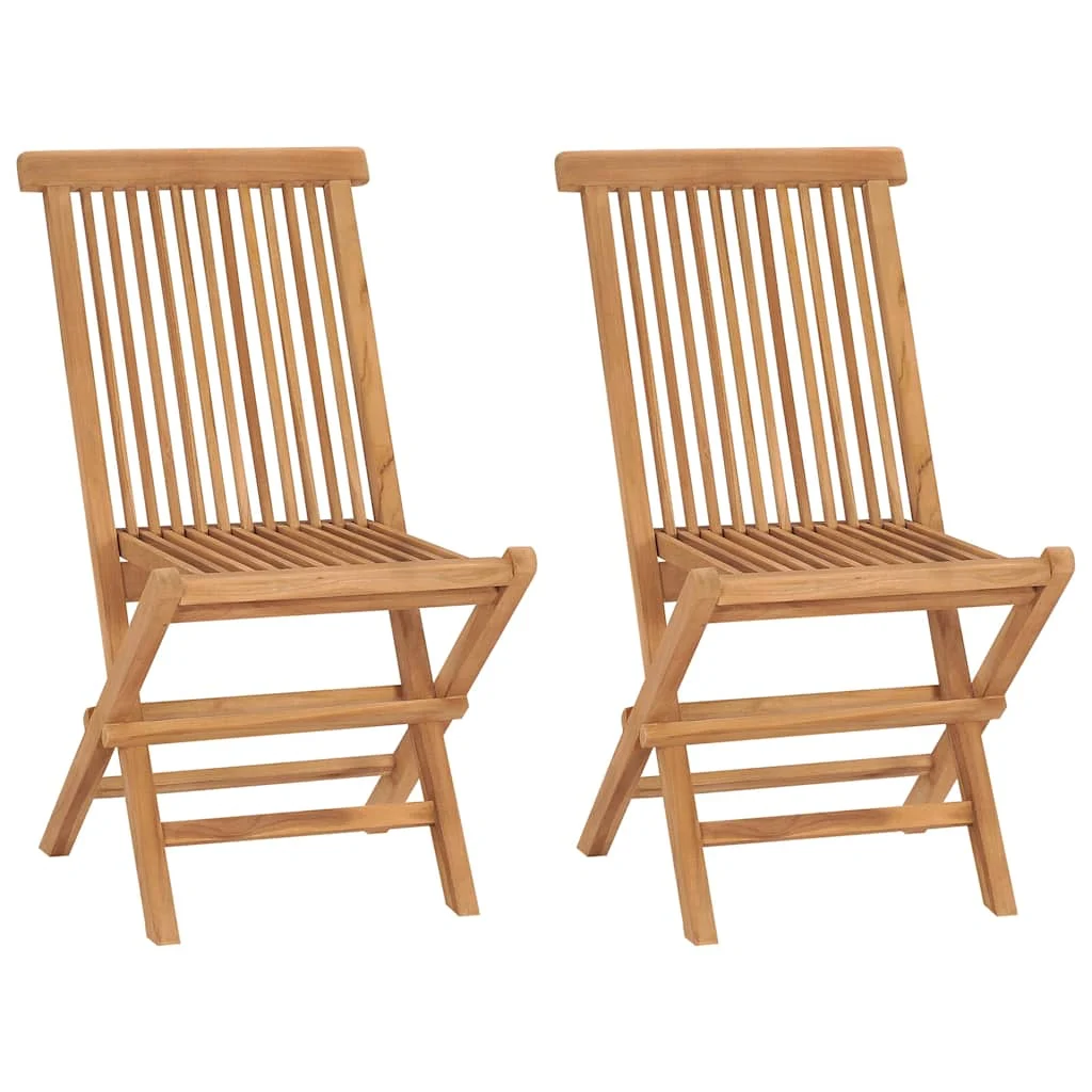 vidaXL Folding Chairs 2 pcs Solid Teak Wood