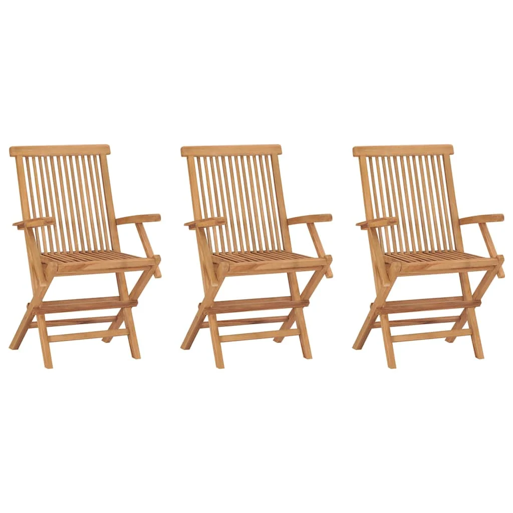 vidaXL Folding Chairs 3 pcs Solid Teak Wood