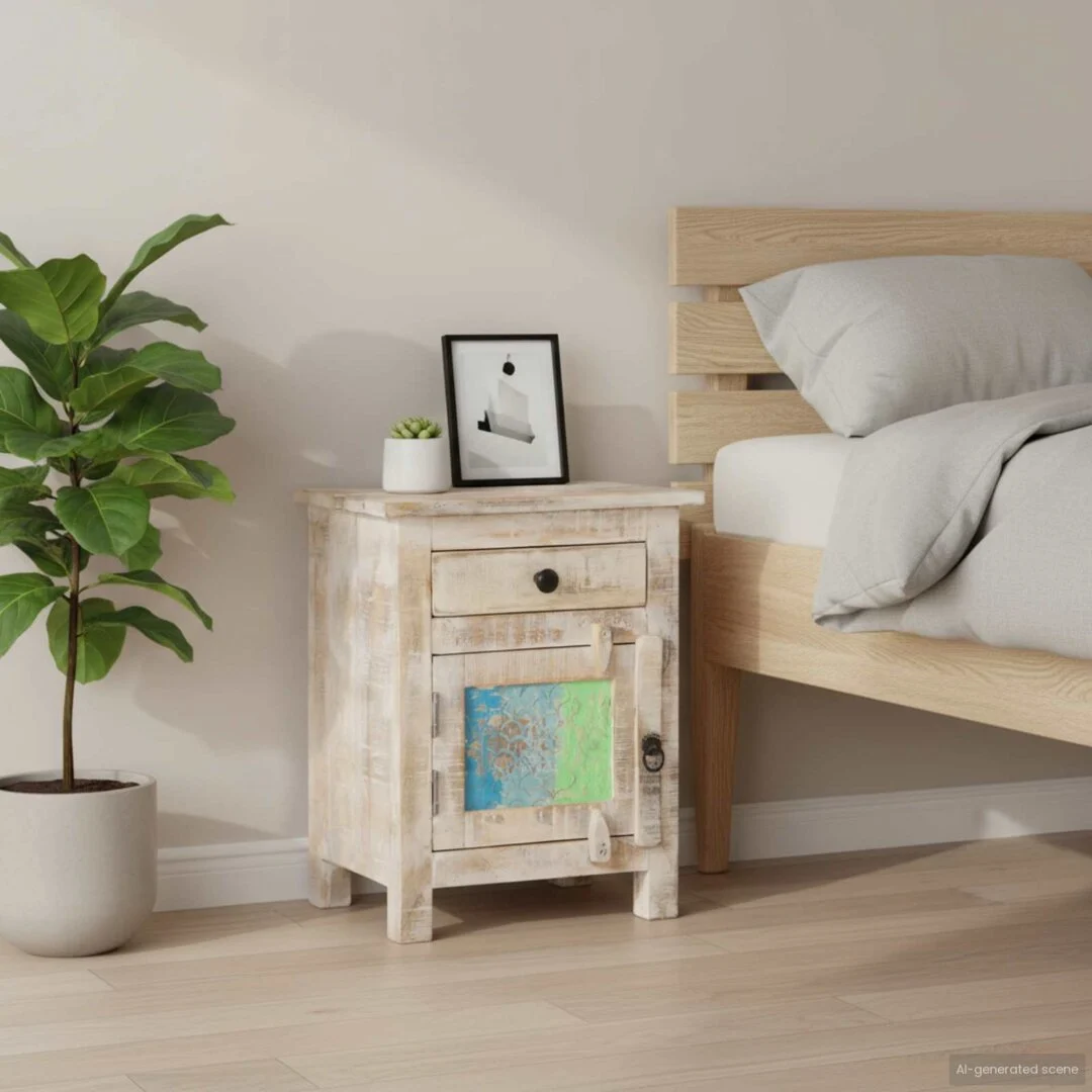 vidaXL Bedside Cabinet 40x30x50 cm Rough Acacia Wood