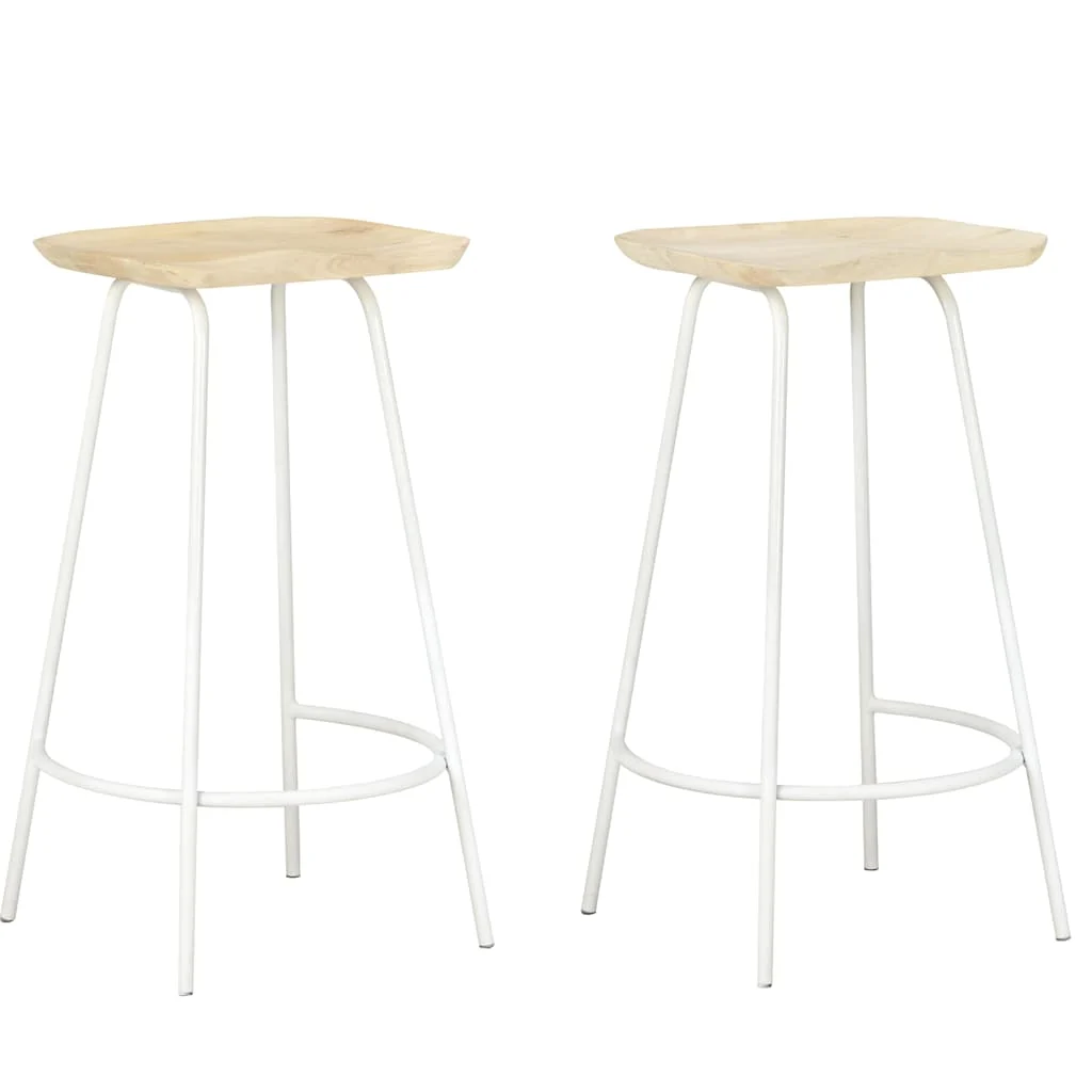 vidaXL Bar Stools 2 pcs Solid Mango Wood – 38 x 36 x 74 cm