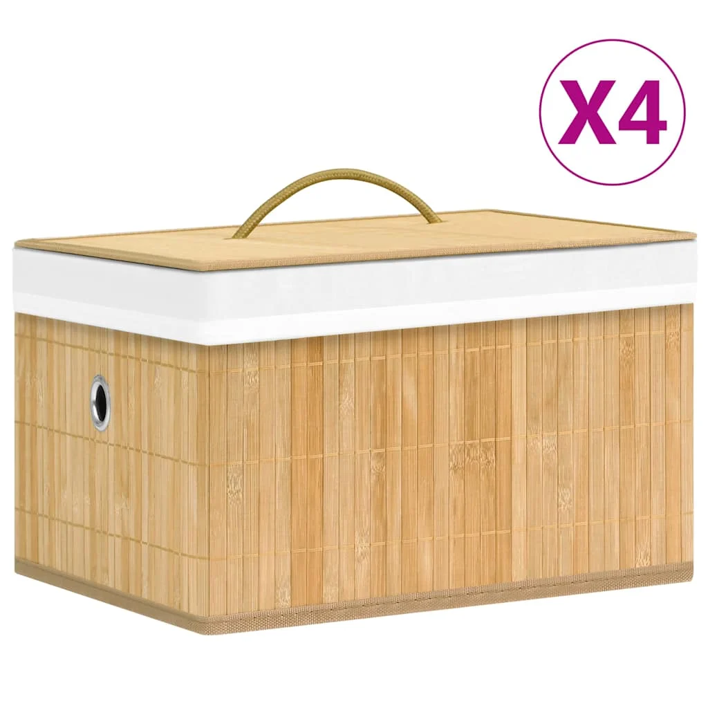 vidaXL Bamboo Storage Boxes 4 pcs