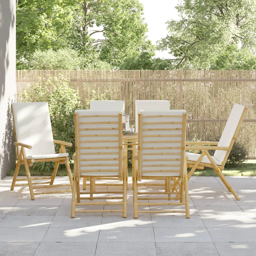 vidaXL 6 Piece Folding Garden Chairs with Cream White Cushions