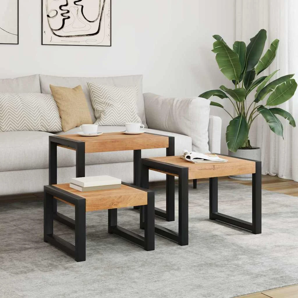vidaXL Nesting Tables 3 pcs Solid Wood