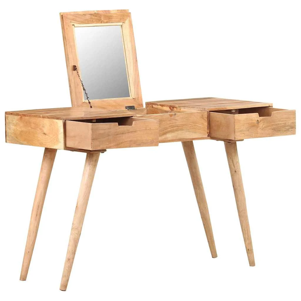 vidaXL Dressing Table with Mirror 112x45x76 cm Solid Acacia Wood