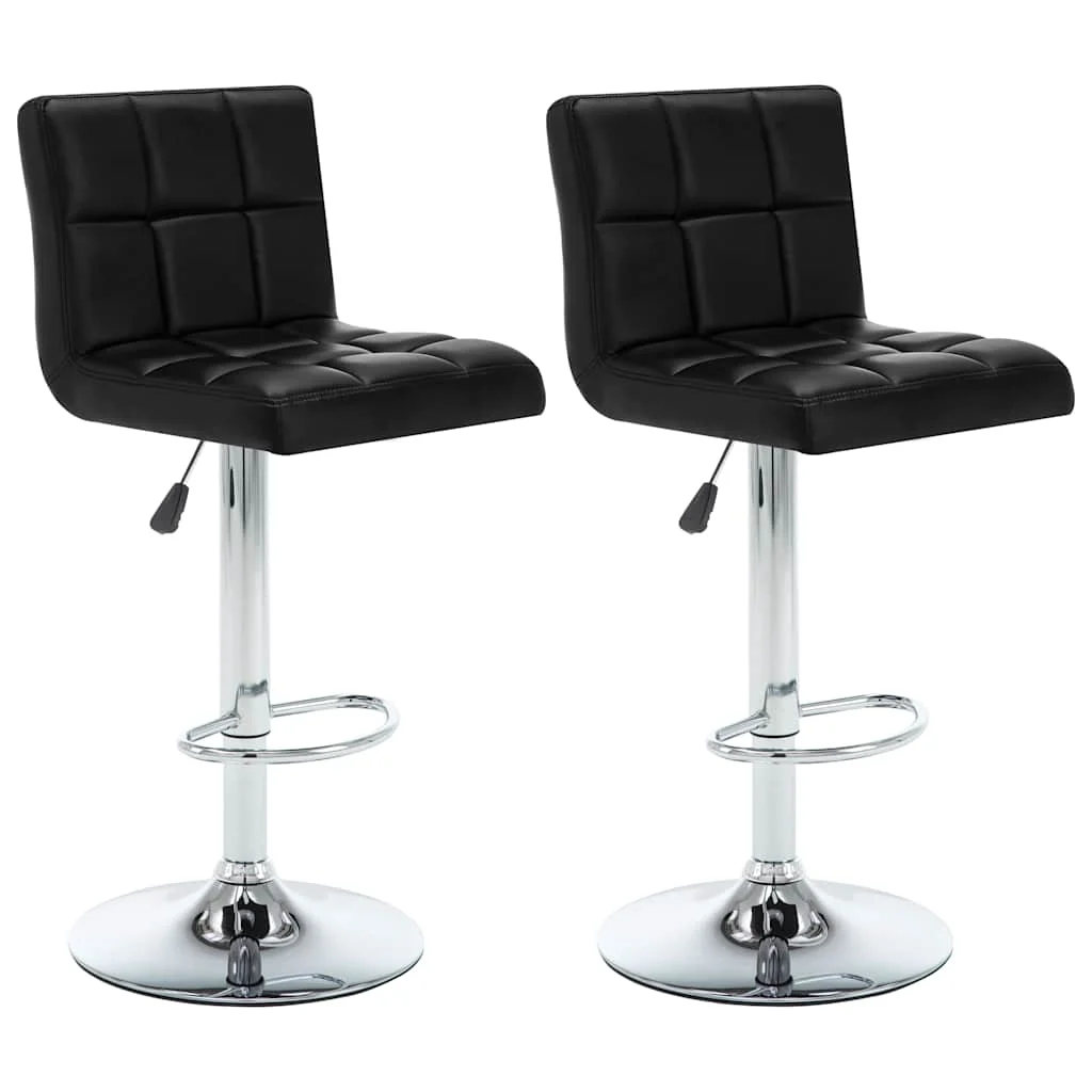 vidaXL Bar Stools 2 pcs Black Faux Leather – 40 x 47 x (90-111) cm