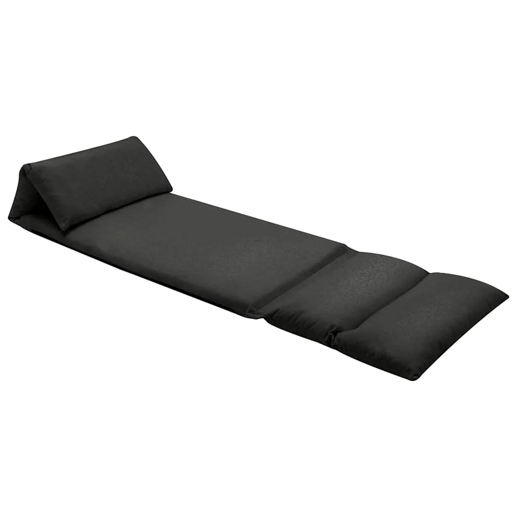 vidaXL Folding Floor Chair Black Microfibre