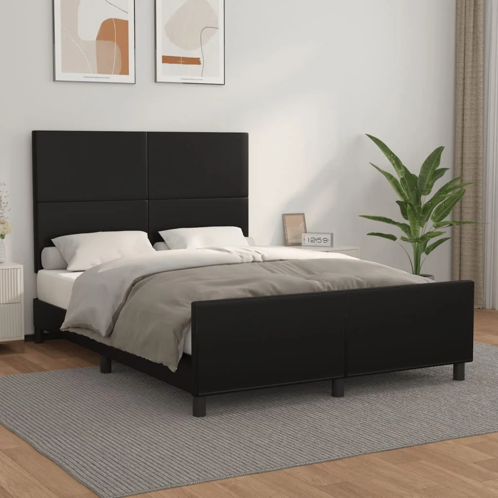 vidaXL Bed Frame without Mattress Black 137x187 cm Double Faux Leather – 193 x 144 x 118/128 cm