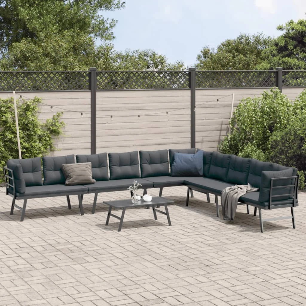vidaXL 5 Piece Garden Bench Set with Cushions Black