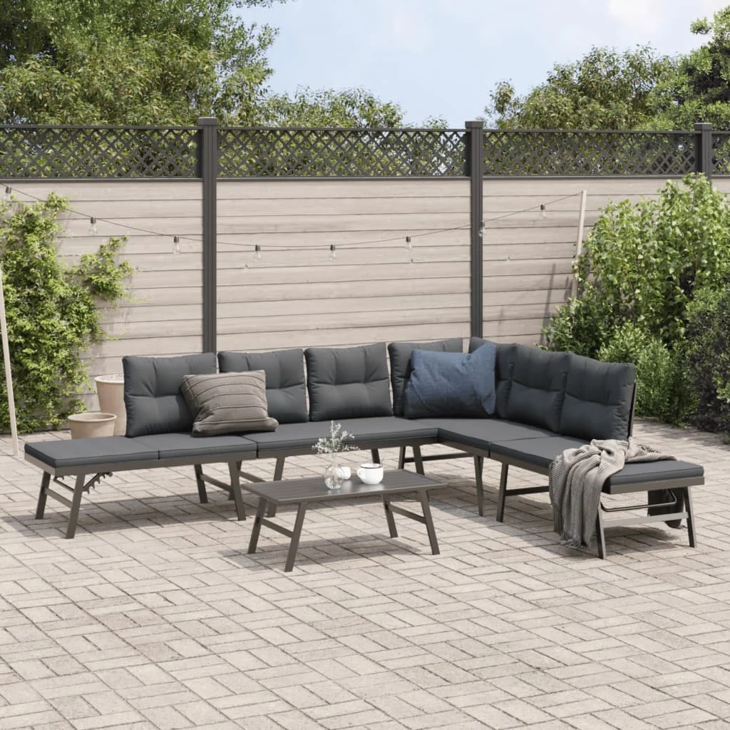 vidaXL 5 Piece Garden Bench Set with Cushions Black